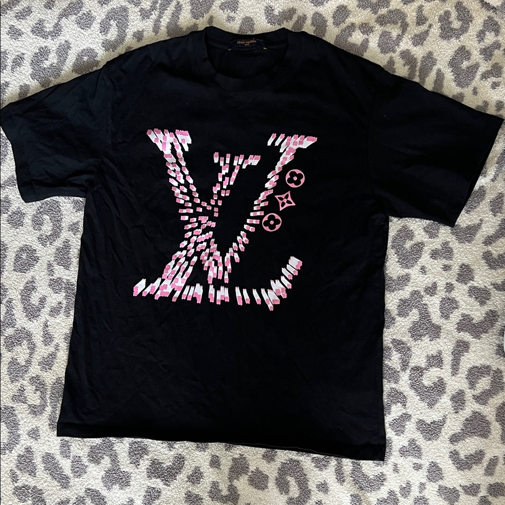 Louis Vuitton Black Tee with Pink Details